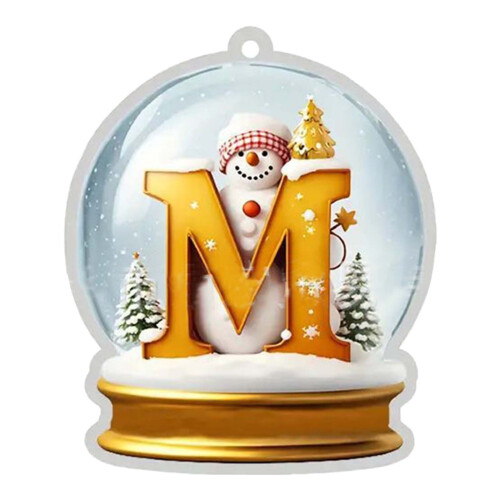 Yellow Crystal Acrylic Christmas Tree Initial Ornaments 1