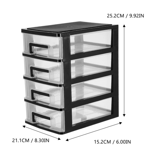 4-etagers plastikopbevaringsskab – sort, 21,1x15,2x 1