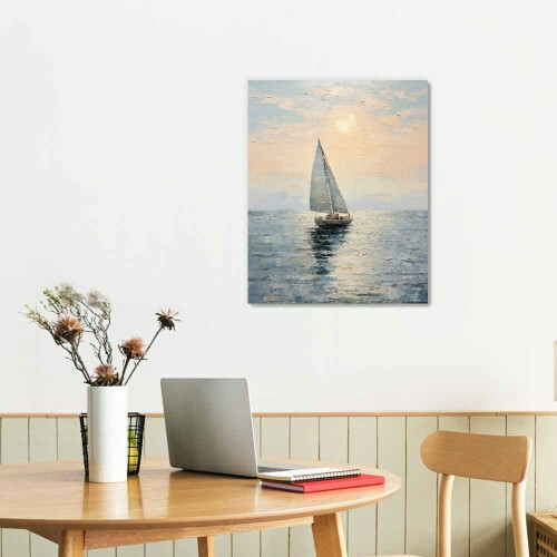 Quadro decorativo em tela com barco à vela costeiro 1