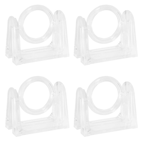 4-Pair ABS Curtain Rod Holders – Punch-Free, Transparent