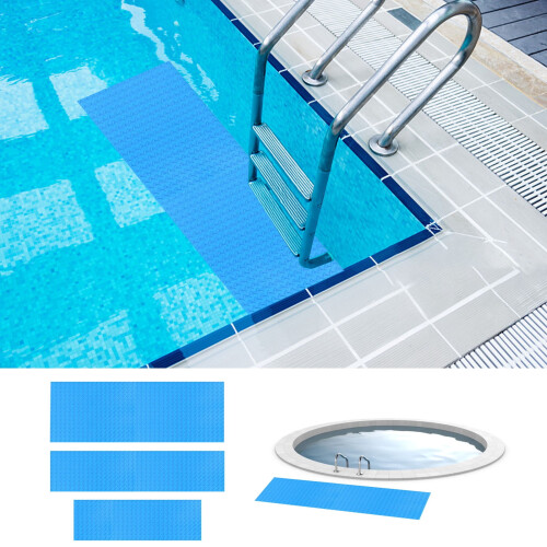 Pool Ladder Mat Non-Slip Protective Pad Blue 90x40cm