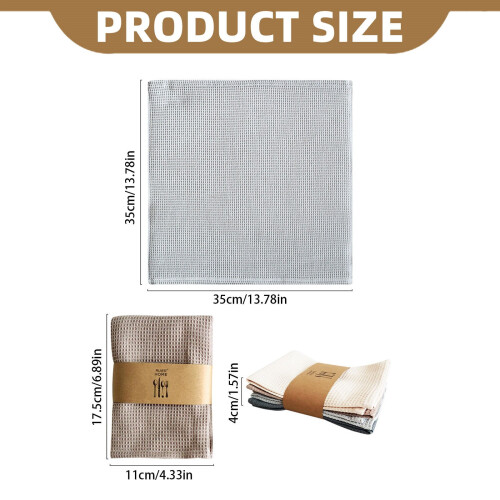 Πετσέτα πιάτων βαμβακερή με σχέδιο βάφλας 13,8x13,8 ίντσες 2