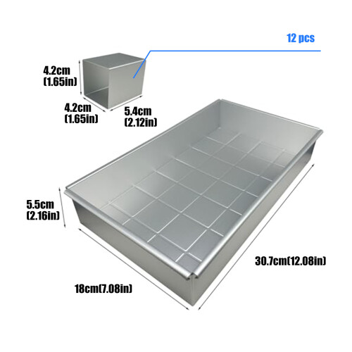 Portable Aluminum Alloy Rectangular Cake Molds Baking Tray With 2