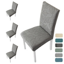 Capas elásticas para cadeiras de sala de jantar com estampa de folhas azuis –
