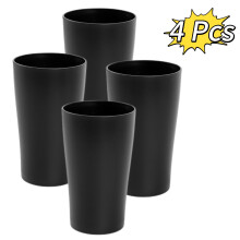 4 bicchieri termici in plastica nera riutilizzabili da 473 ml (16 oz)
