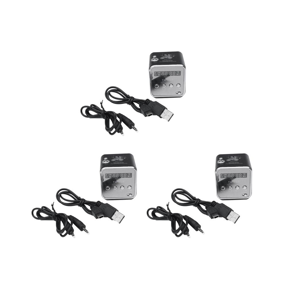 3X Td-V26 Digital Portable Fm Radio Receiver Led Loudspeaker Wireless Speaker Mp3 Support /Tf Card Black 4712931349344
