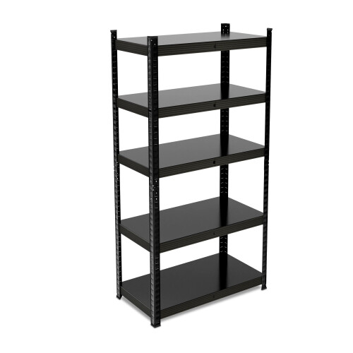 Vahvat metallimustat hyllyt 5 tasoa