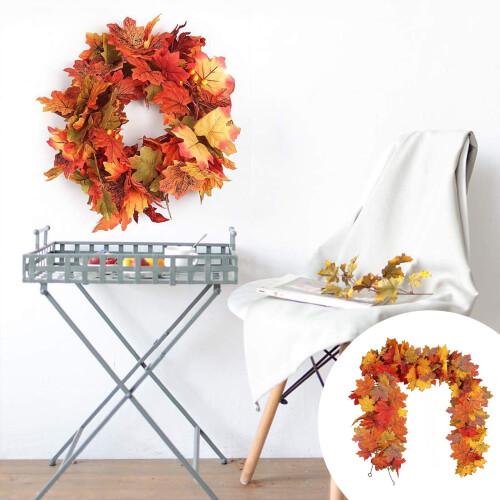 Maple Leaf Garland Artificial Vine 5.74 Ft Orange 1