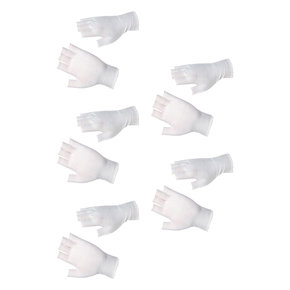 Fingerless Cotton Gloves With Enhancing-5 Pairs Of White 7627001441132