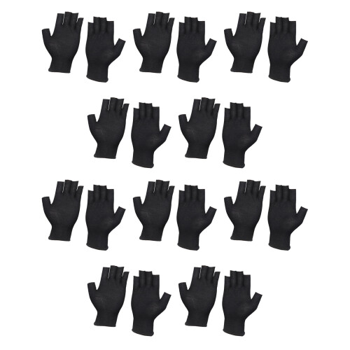 Fingerlose Arbeitshandschuhe mit-10 Paar schwarz