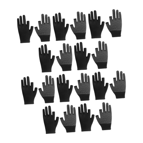 Fingerlose Nylon-Arbeitshandschuhe mit-10 Paar schwarz
