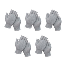 Zweetabsorberende katoenen vingerloze handschoenen-Grijs 5 paar