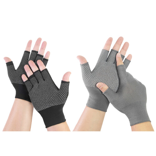 Gants sans doigts en nylon respirant, ajustement-noir 1
