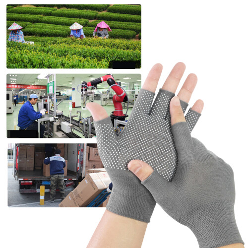 10 Stück flexible, fingerlose Arbeitshandschuhe,-Grau 2