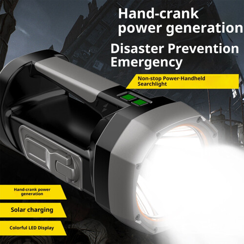 Portable Solar Hand Crank USB Rechargeable Flashlight-Silver 2