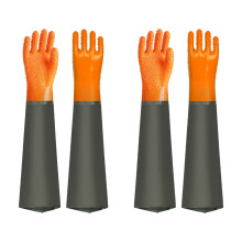 2 Paar PVC-Arbeitshandschuhe mit verlängerter-Flanell-Träger