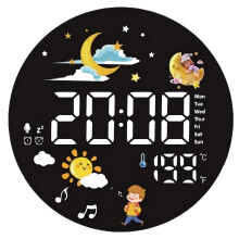 Kreative LED-Wanduhr mit eingebautem Temperaturmonitor,-Weiß