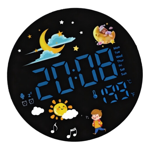 Horloge murale LED créative avec moniteur de température-Bleu