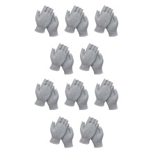 Protective Fingerless Cotton Gloves Comfortable-Gray 10 pairs