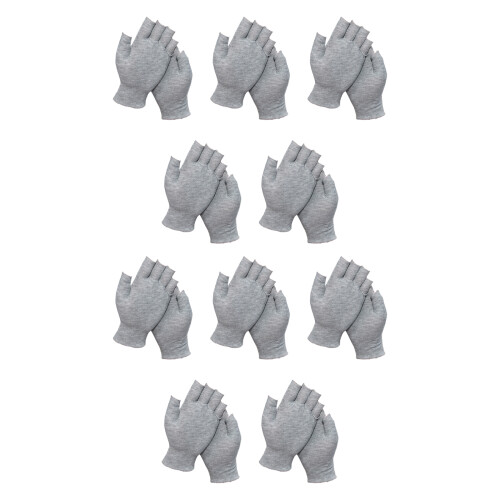 Protective Fingerless Cotton Gloves Comfortable-Gray 10 pairs