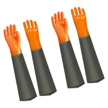 70cm Thermal Insulated Rubber Gloves Reinforced-flannel Straps