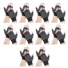 Pack of 10 Flexible Fingerless Work Gloves Nonslip Palms-black