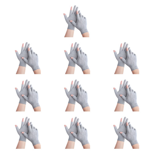 10 Pair Cotton Touch Display Gloves Mitten Breathable-Gray