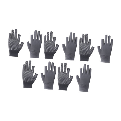 Premium Fingerless Protective Gloves for Packaging-Gray 5 pairs