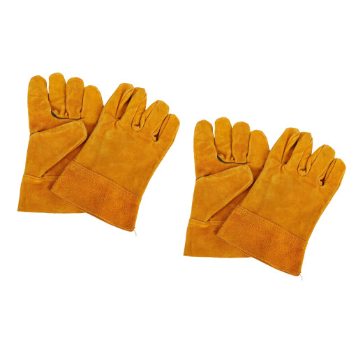Leather Welding Gloves Flame Resistant Work Gloves Hand-2 pairs