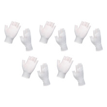 Hoge kwaliteit katoenen vingerloze handschoenen-5 paar wit