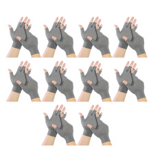 Pack of 10 Ventilated Ergonomic Comfortable Fingerless-Gray