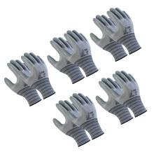 5PCs Heavy Duty Work Gloves Nonslip Coating for Home-Gray