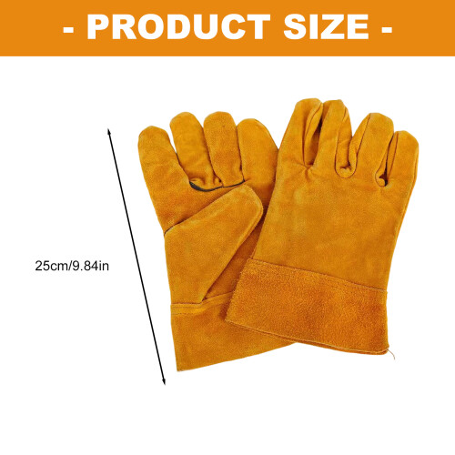 Leather Welding Gloves Flame Resistant Work Gloves Hand-2 pairs 2