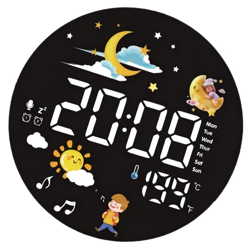 Digitale LED-wandklok van 20 cm met ingebouwde-Wit