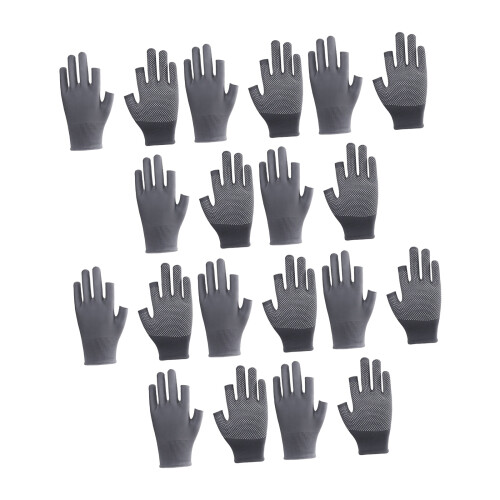 Protective Fingerless Gloves For Antislip-Gray 10 pairs