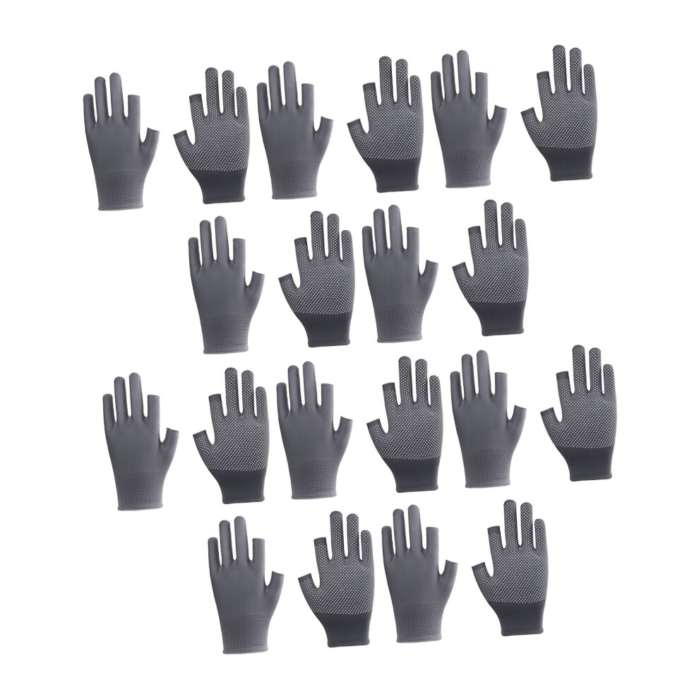 Protective Fingerless Gloves For Antislip-Gray 10 Pairs 7709000636174