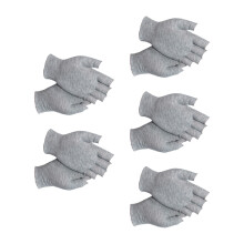Protective Fingerless Cotton Gloves Comfortable-Gray 5 pairs