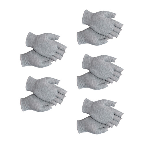 Protective Fingerless Cotton Gloves Comfortable-Gray 5 pairs