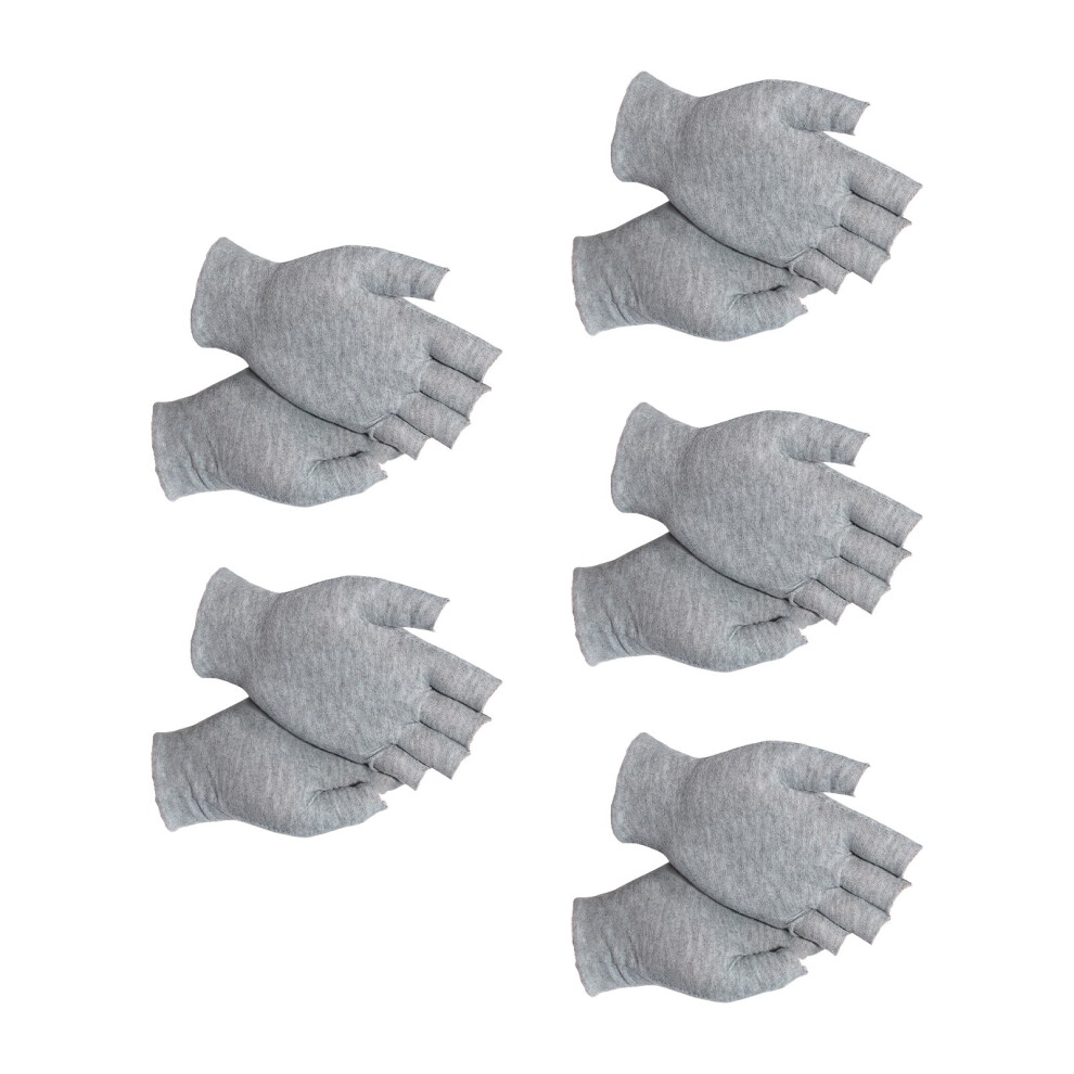 Versatile Comfort Fit Fingerless Cotton Gloves-Gray 5 Pairs 7627001440920