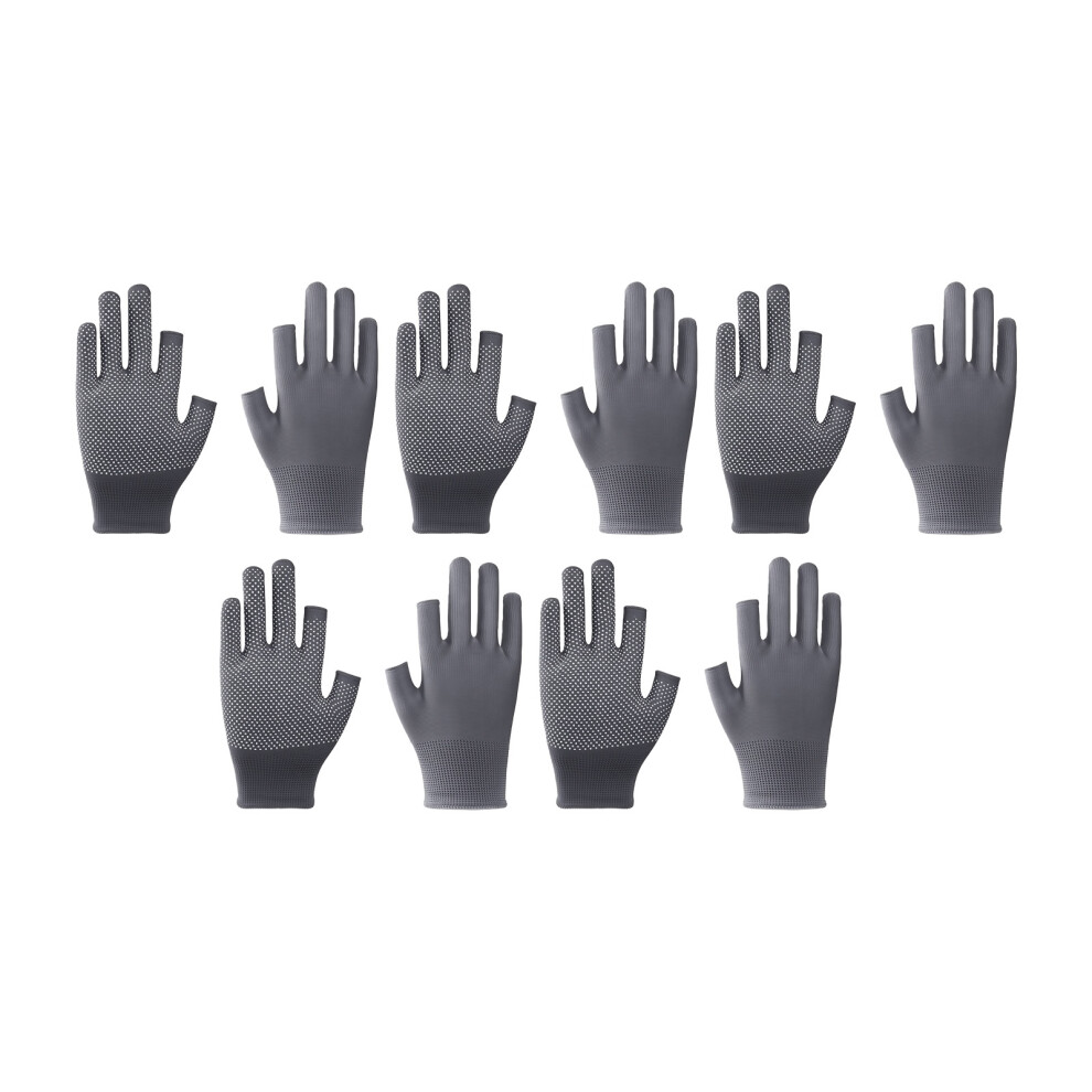 Fingerless Labor Gloves Featuring Elastic Wrist-Gray 5 Pairs 7709000636891