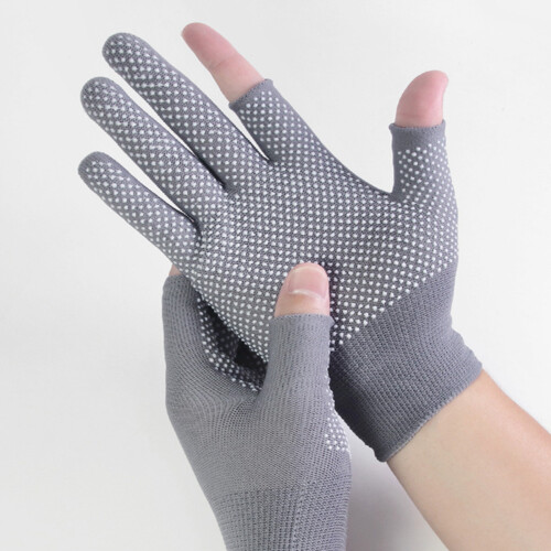 Premium Fingerless Protective Gloves for Packaging-Gray 5 pairs 1