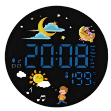 Creative LED Indoor Thermometers & Digital Clock Set for-Blue