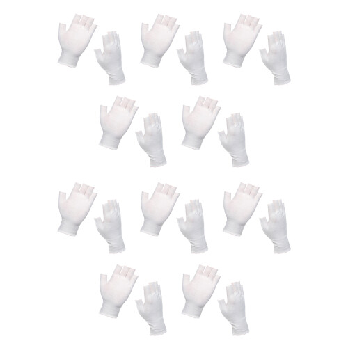 Protective Fingerless Cotton Gloves Comfortable-White 10 pairs
