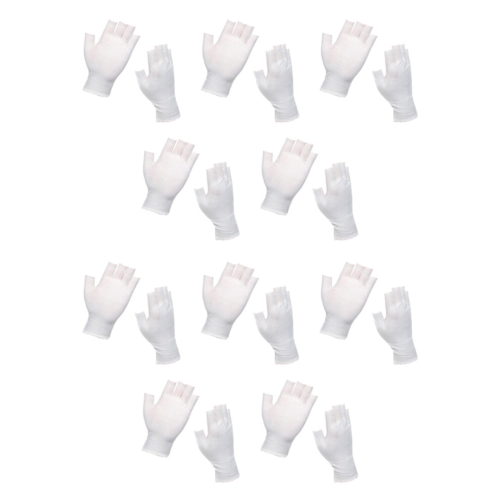 Protective Fingerless Cotton Gloves Comfortable-White 10 Pairs 7627001441255