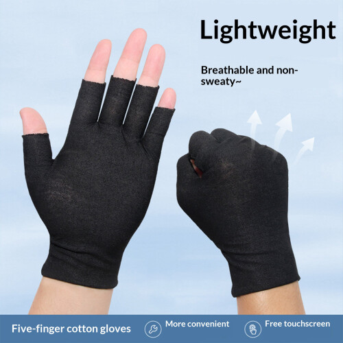 Protective Fingerless Cotton Gloves Comfortable-Gray 5 pairs 1