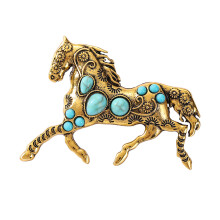 Creatieve dierenbroche gesimuleerde turquoise corsagepin-Goud