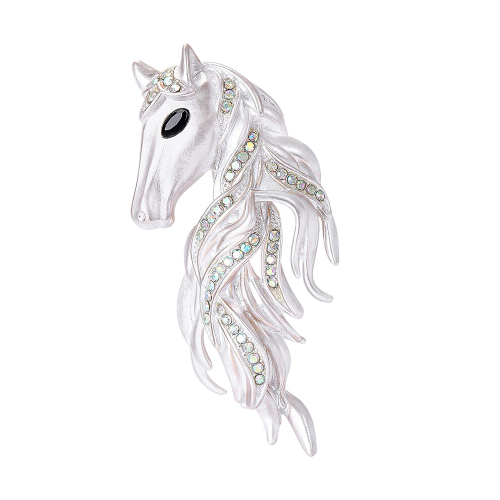 White Stylish Alloy Horse Pin Sturdy Designs For Casual Or