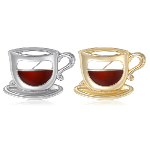Épingle de tasse à café creuse à la mode, accessoire de-Argent 1