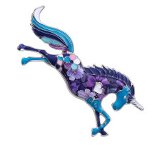 Vintage Horse Brooch Retro Fantasy Design Alloy-Blue
