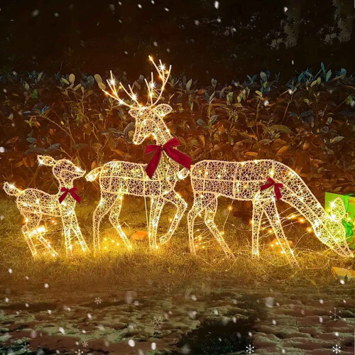 Outdoor LED Reindeer Decoration Set 3-Piece